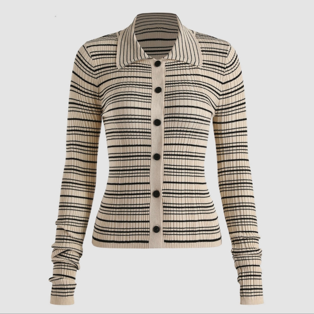 CIDER STRIPED COLLAR KNIT SWEATER TOP size Medium/Large